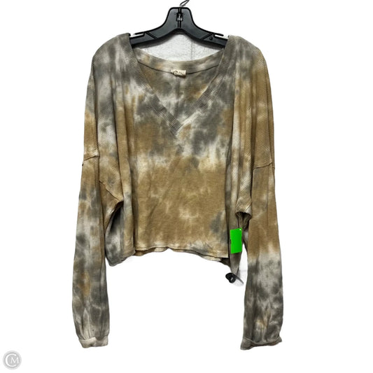 Top Long Sleeve By Peach Love Cream California In Brown & Grey, Size: L