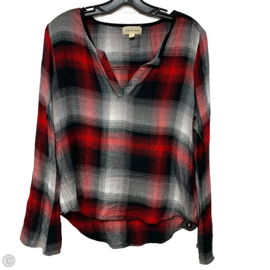 Top Long Sleeve By Cloth & Stone In Black & Red, Size: S