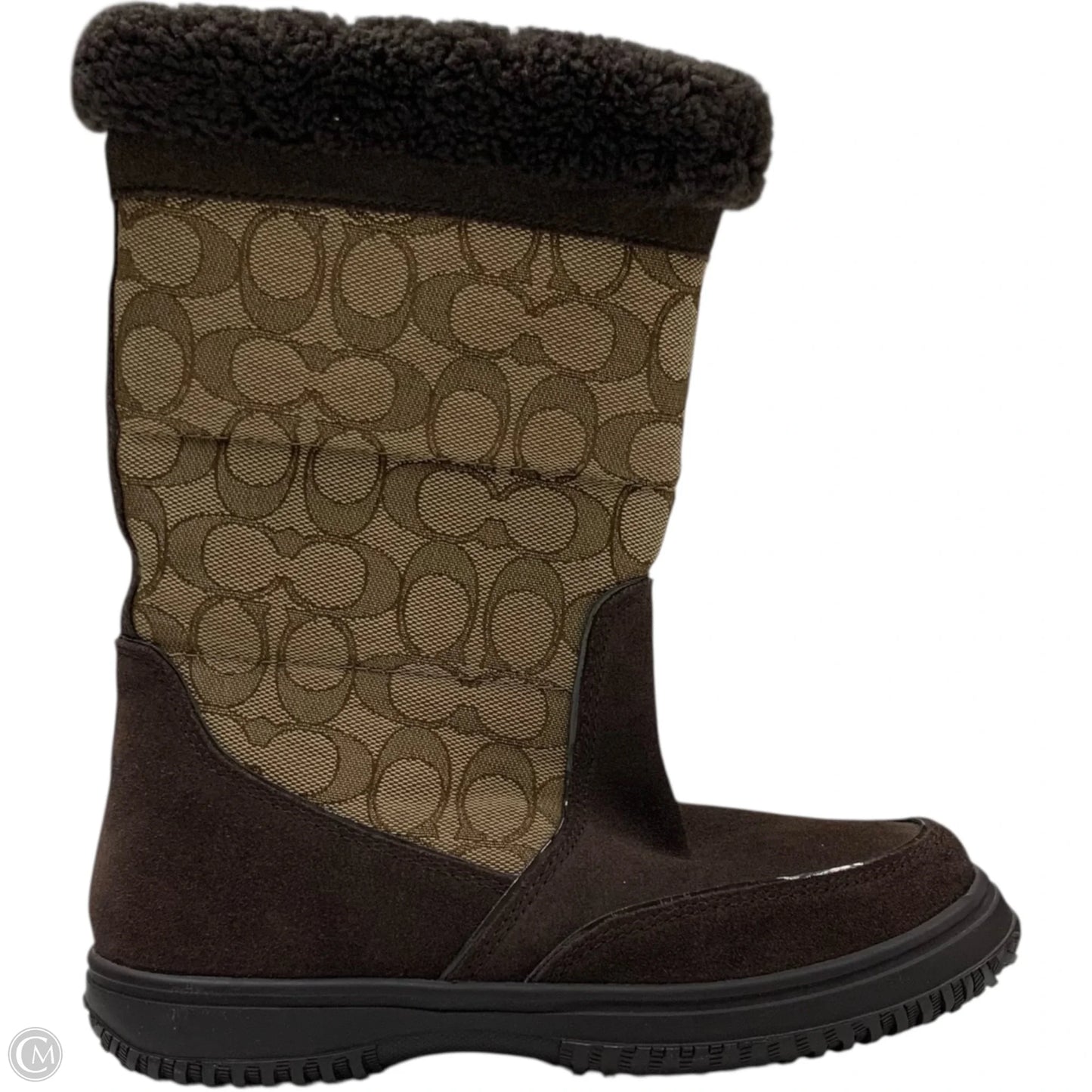 Boots Designer By Coach In Brown & Cream, Size: 5