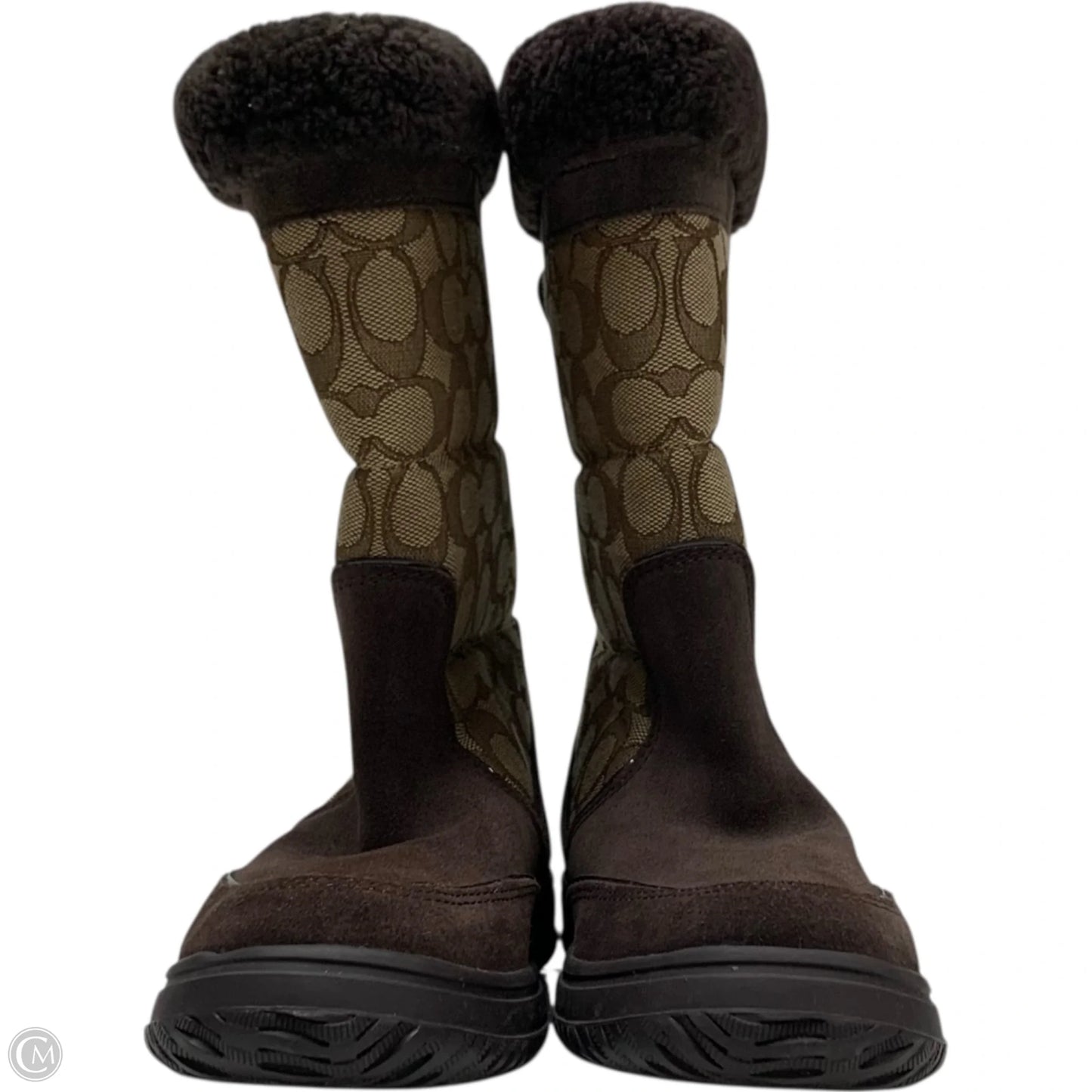 Boots Designer By Coach In Brown & Cream, Size: 5