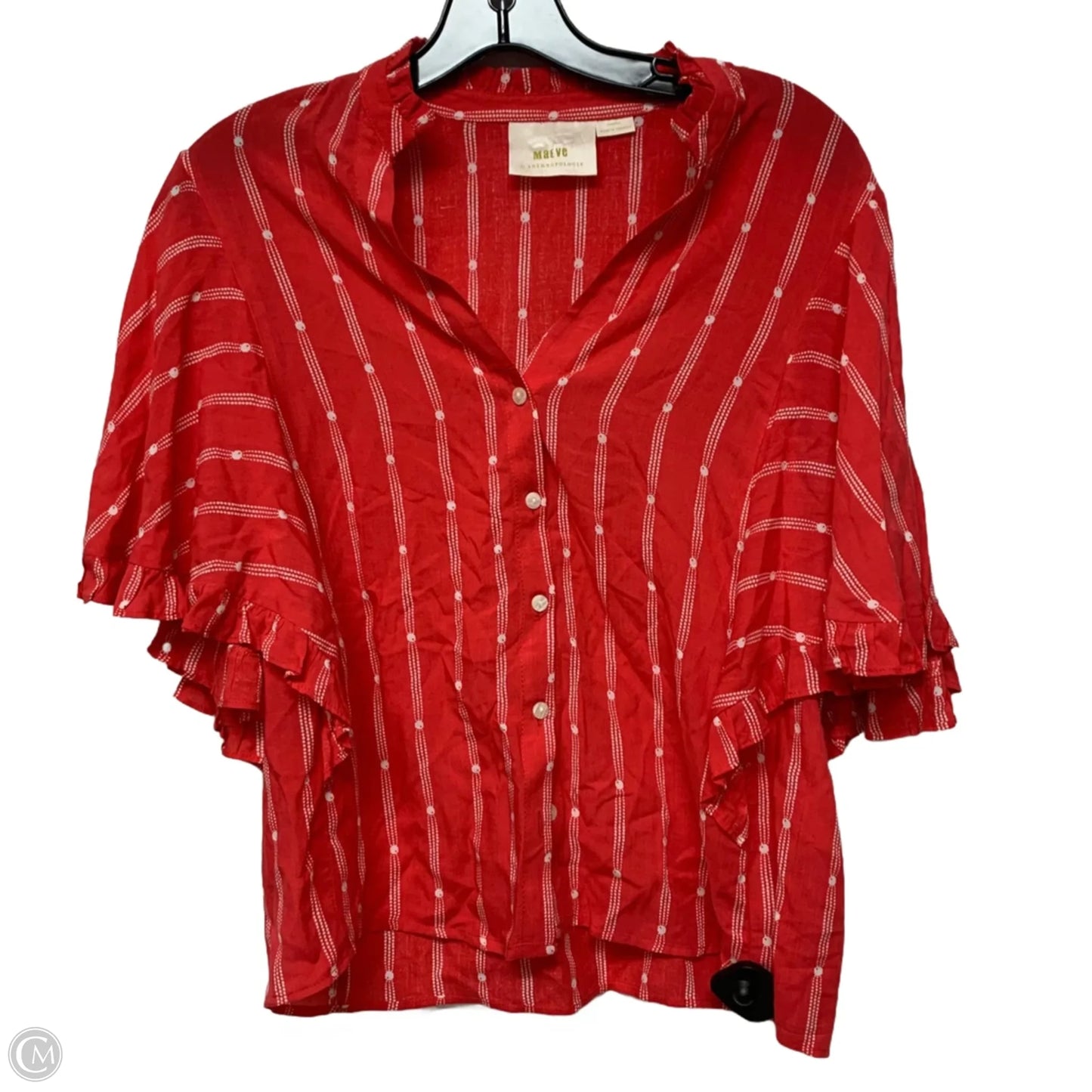 Top Short Sleeve By Maeve In Red & White, Size: Xs
