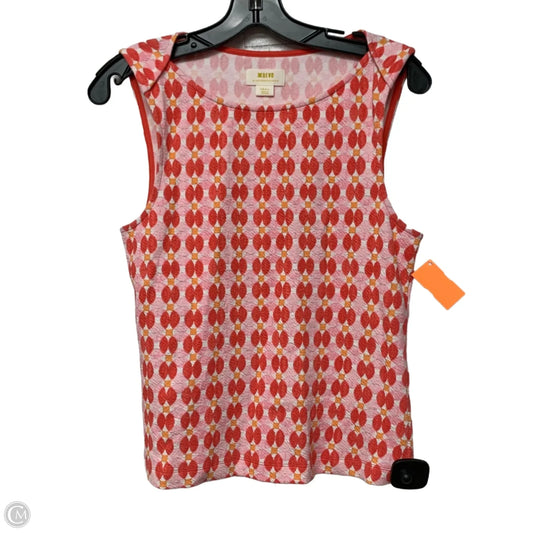 Top Sleeveless By Maeve In Red & White, Size: S
