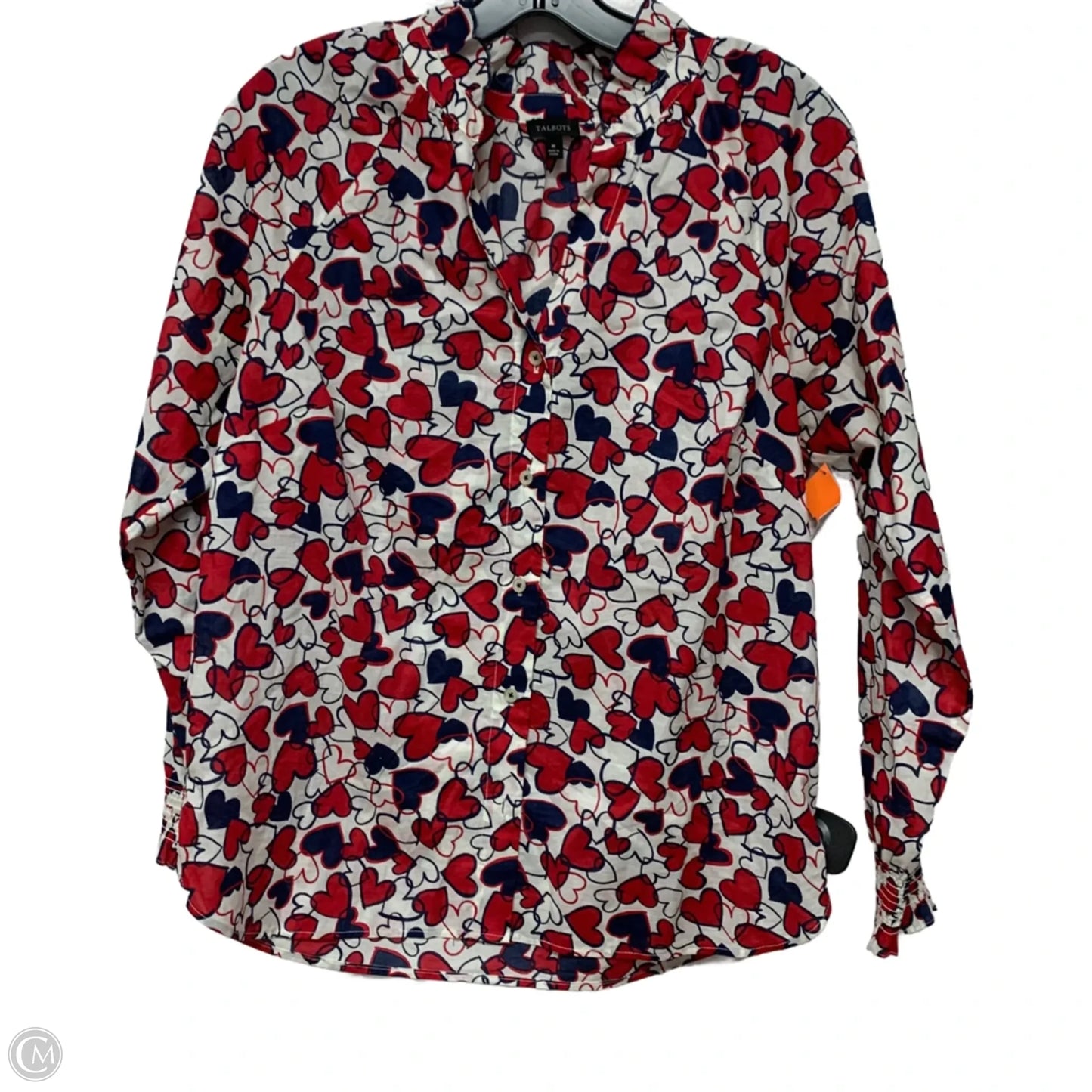 Top Long Sleeve By Talbots In Blue & Red, Size: M