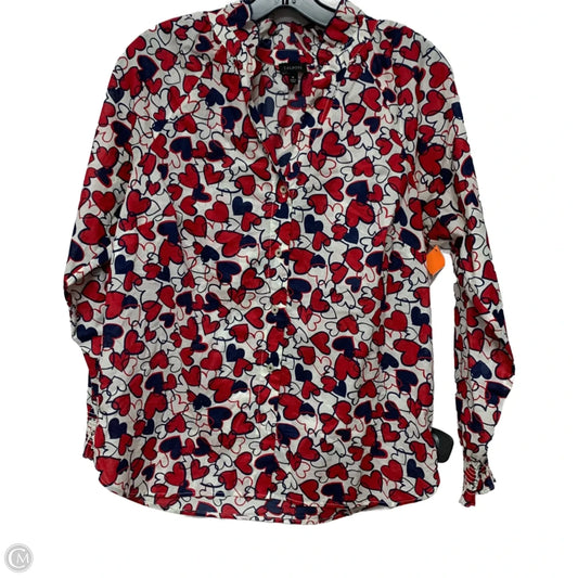 Top Long Sleeve By Talbots In Blue & Red, Size: M