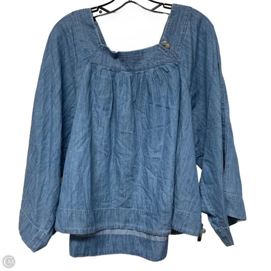 Top Long Sleeve By Madewell In Blue Denim, Size: Xl