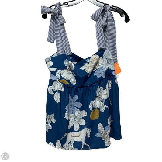 Top Sleeveless By ronner In Blue & Cream, Size: L