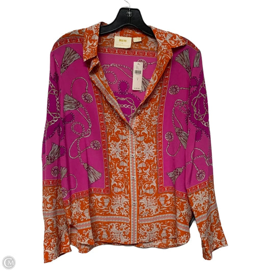 Top Long Sleeve By Maeve In Orange & Pink, Size: M