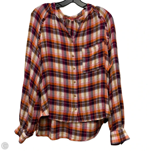 Top Long Sleeve By Pilcro In Plaid Pattern, Size: M