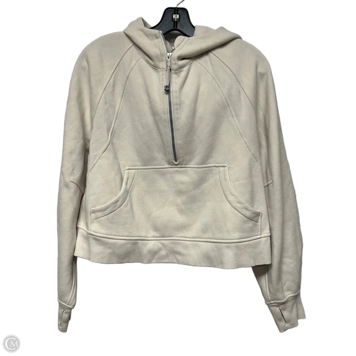 Athletic Sweatshirt Hoodie By Lululemon In Cream, Size: M