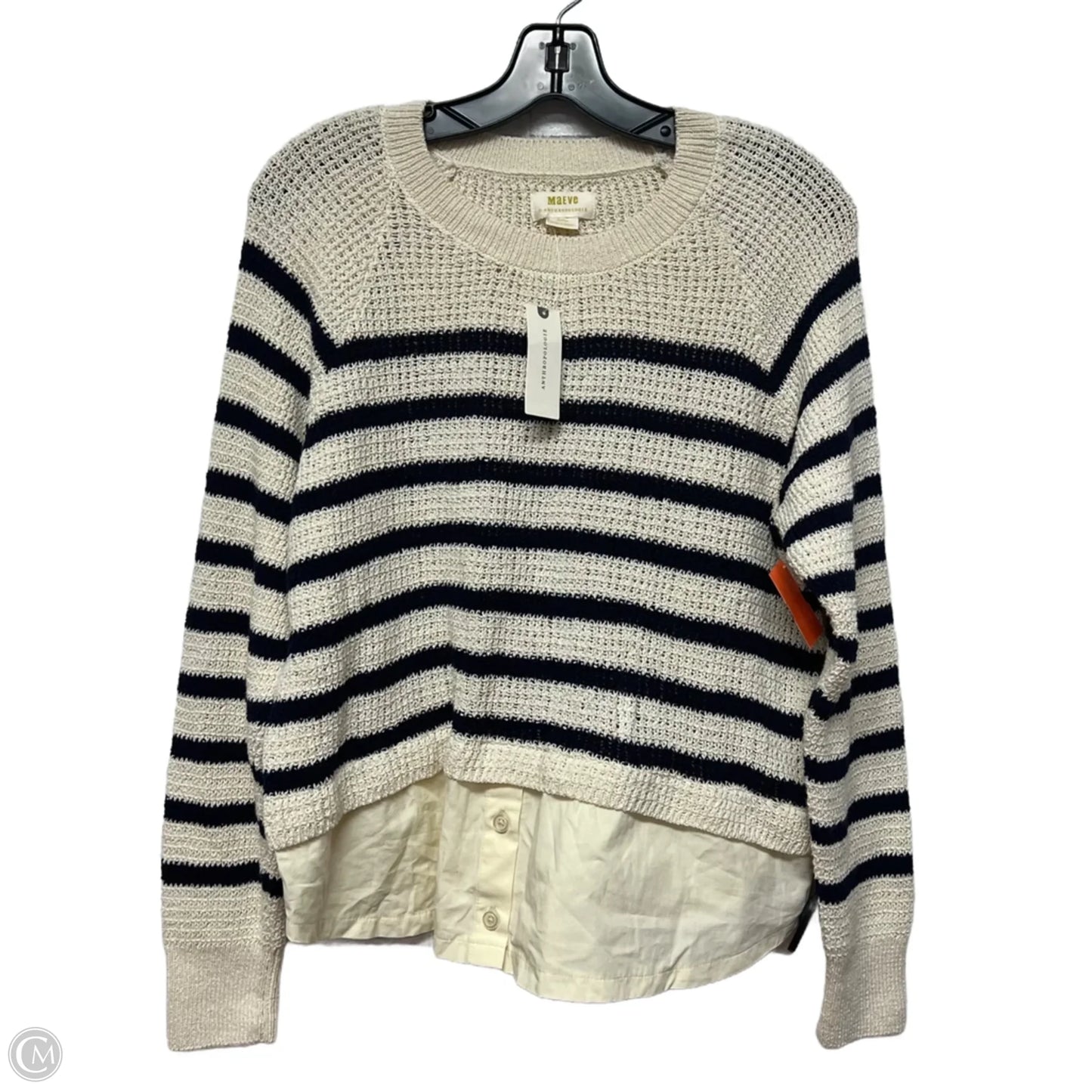Sweater By Maeve In Blue & Cream, Size: M
