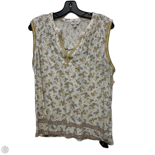 Top Sleeveless By Lucky Brand In White & Yellow, Size: L