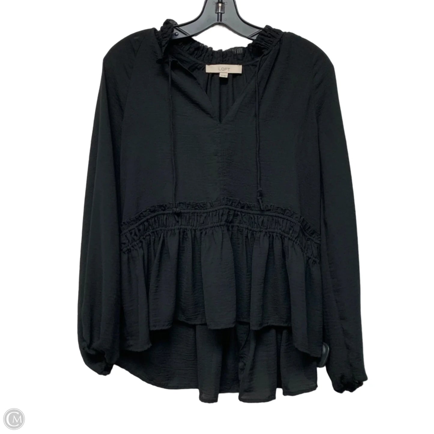 Blouse Long Sleeve By Loft In Black, Size: Xs