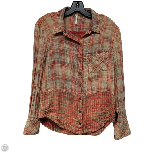 Top Long Sleeve By Free People In Red & Tan, Size: Xs