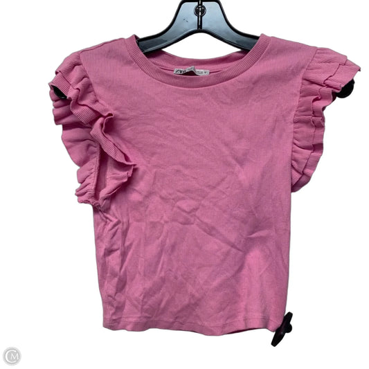 Top Short Sleeve By Zara In Pink, Size: M