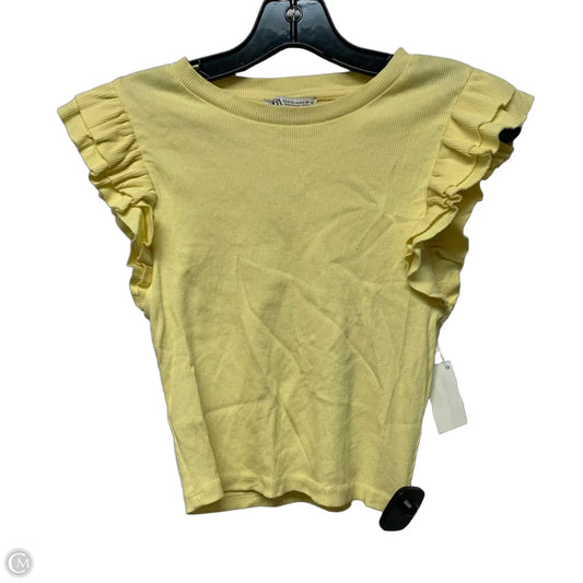 Top Short Sleeve By Zara In Yellow, Size: M