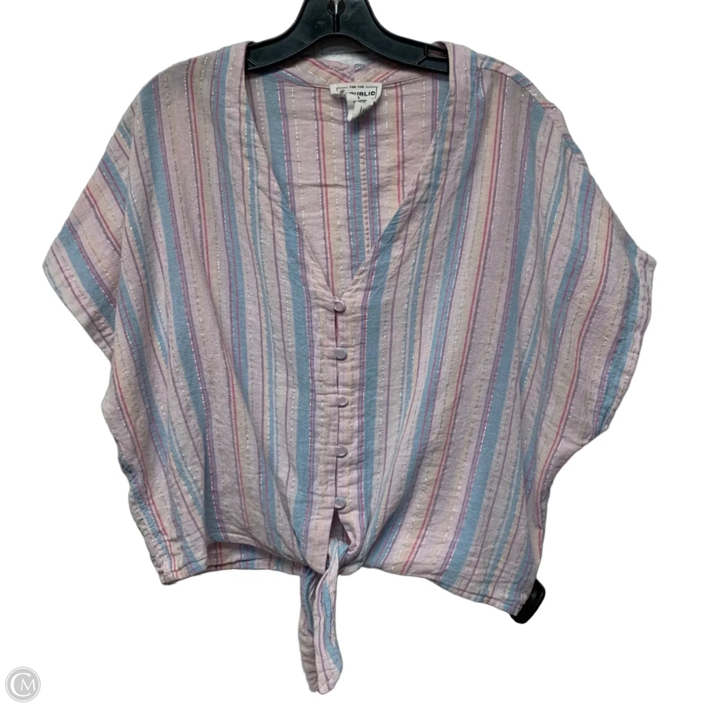 Top Short Sleeve By For The Republic In Striped Pattern, Size: L
