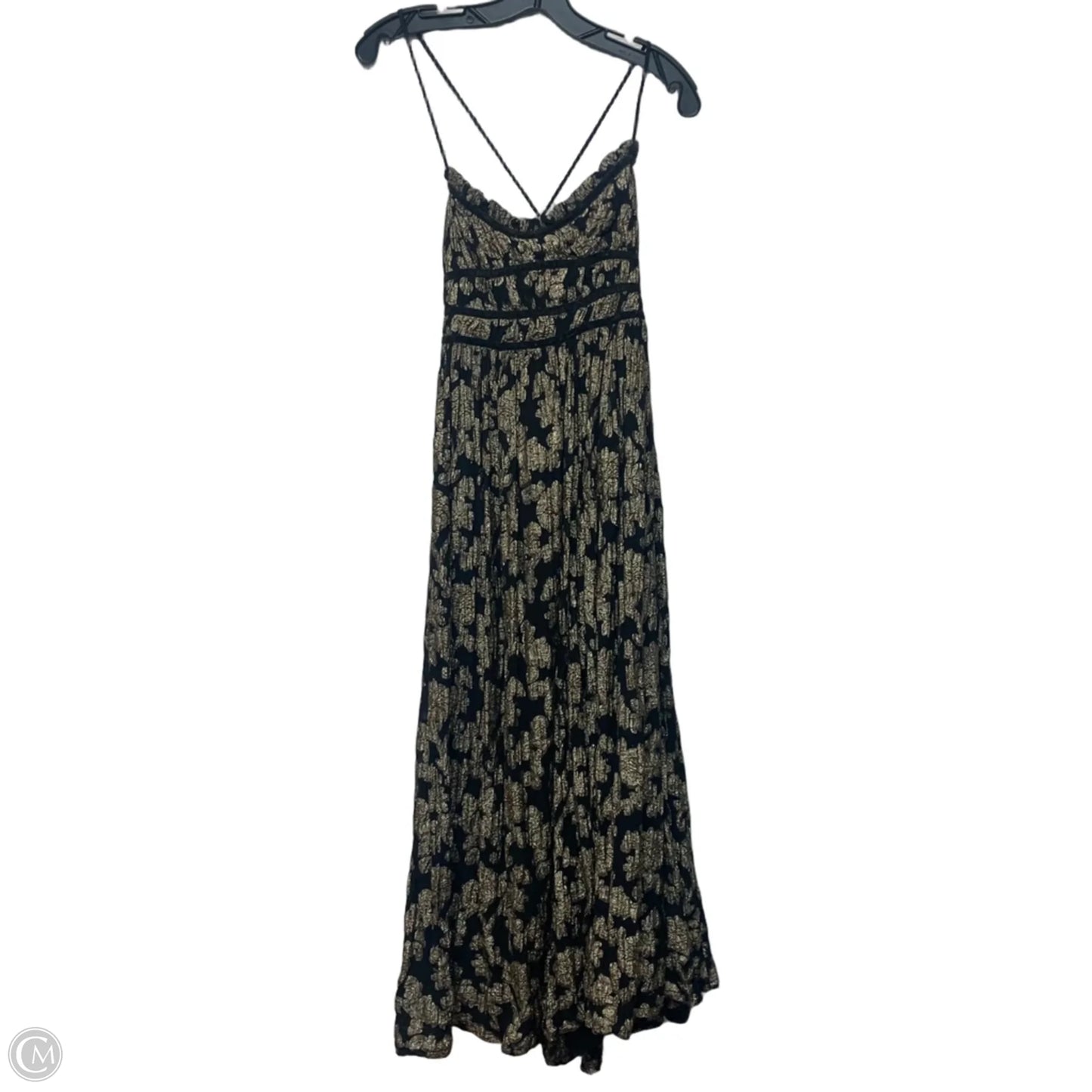 Dress Casual Maxi By Free People In Black & Gold, Size: L