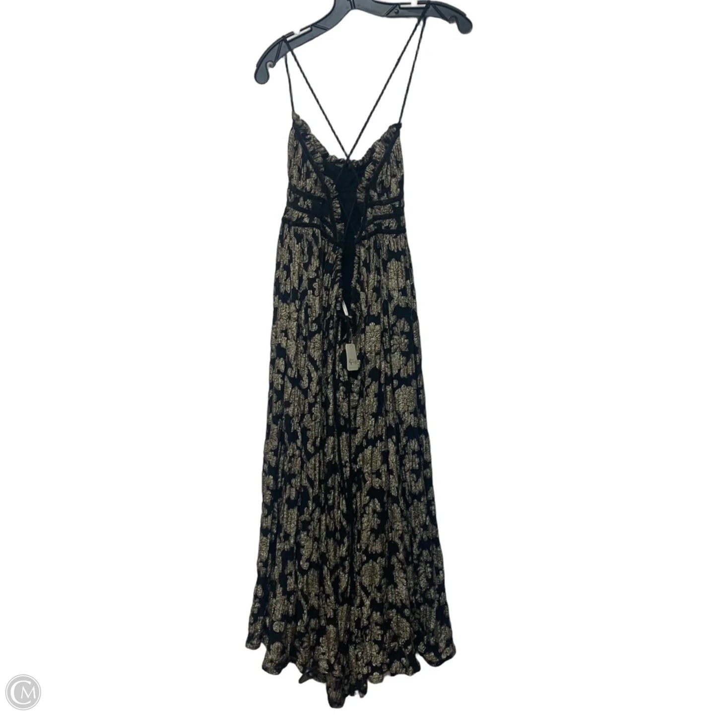 Dress Casual Maxi By Free People In Black & Gold, Size: L