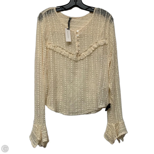 Top Long Sleeve By Anthropologie In Cream, Size: Xl