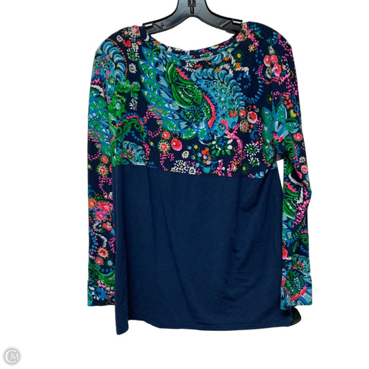Top Long Sleeve Designer By Lilly Pulitzer In Blue & Green, Size: M