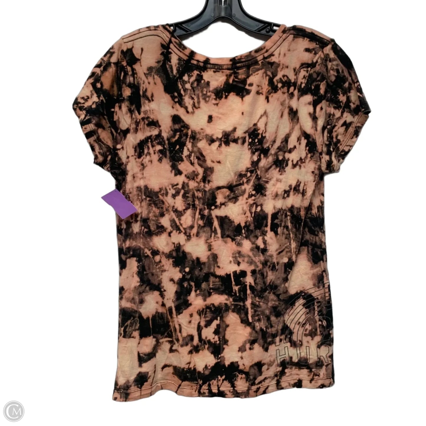 Top Short Sleeve By Hurley In Black & Orange, Size: L