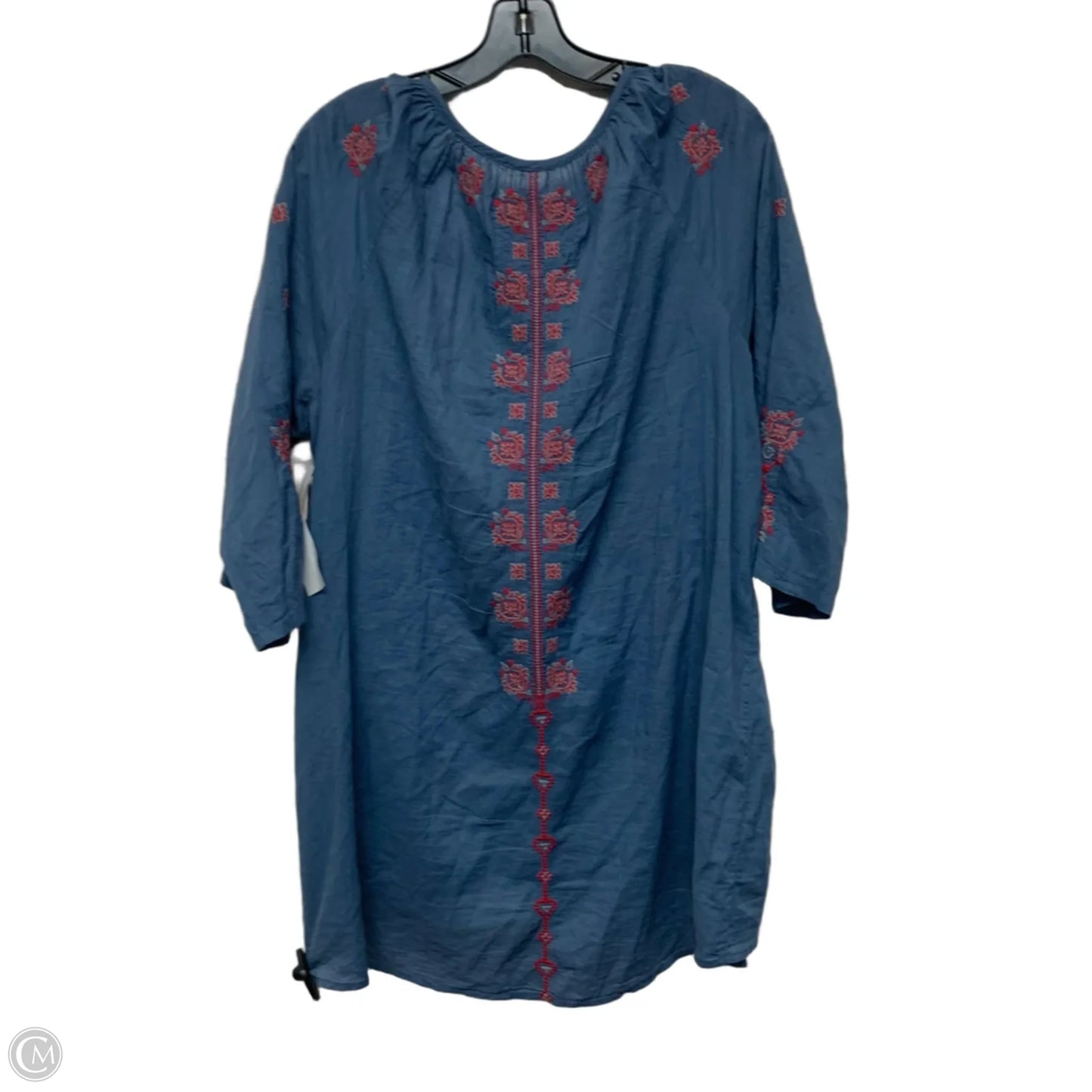 Top Long Sleeve Designer By Johnny Was In Blue & Red, Size: L