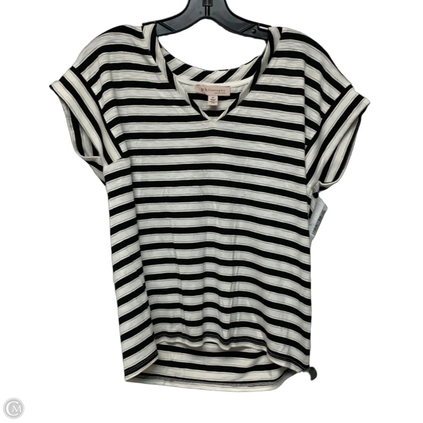 Top Short Sleeve By Philosophy In Black & White, Size: S