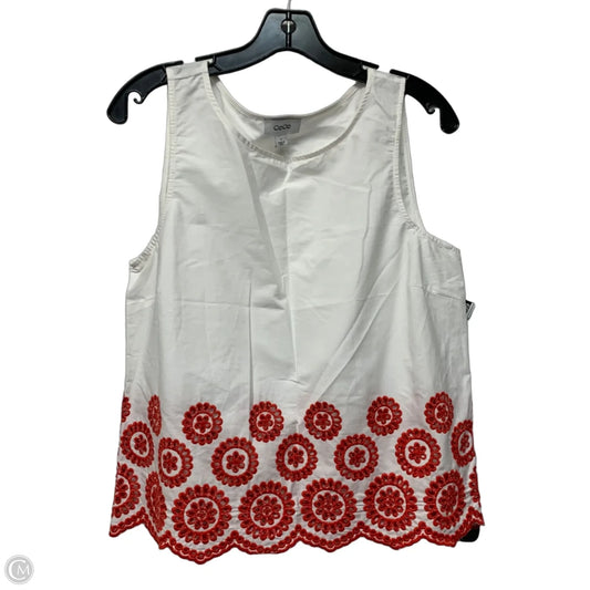 Top Sleeveless By Cece In Orange & White, Size: M
