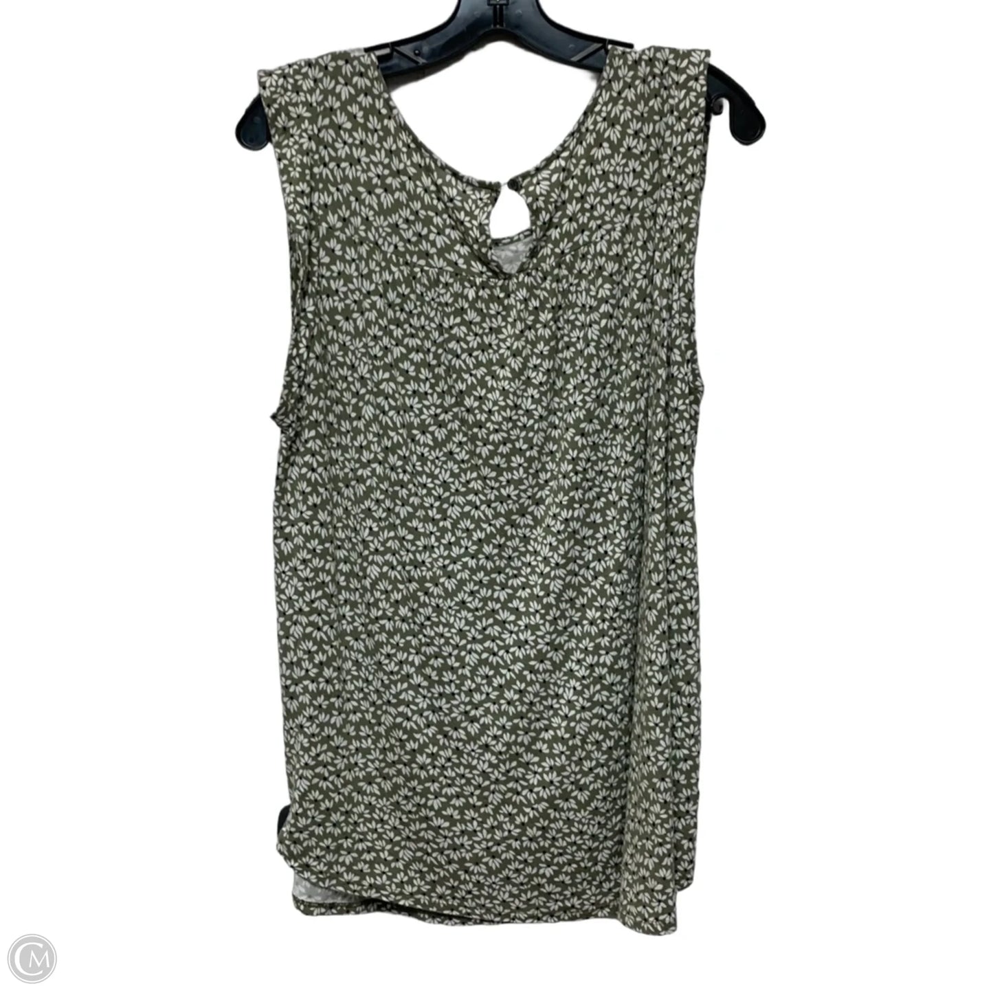 Top Sleeveless By Loft In Green & White, Size: Xl