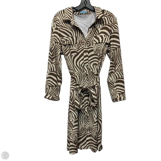 Dress Casual Midi By J Mclaughlin In Brown & Cream, Size: Xl