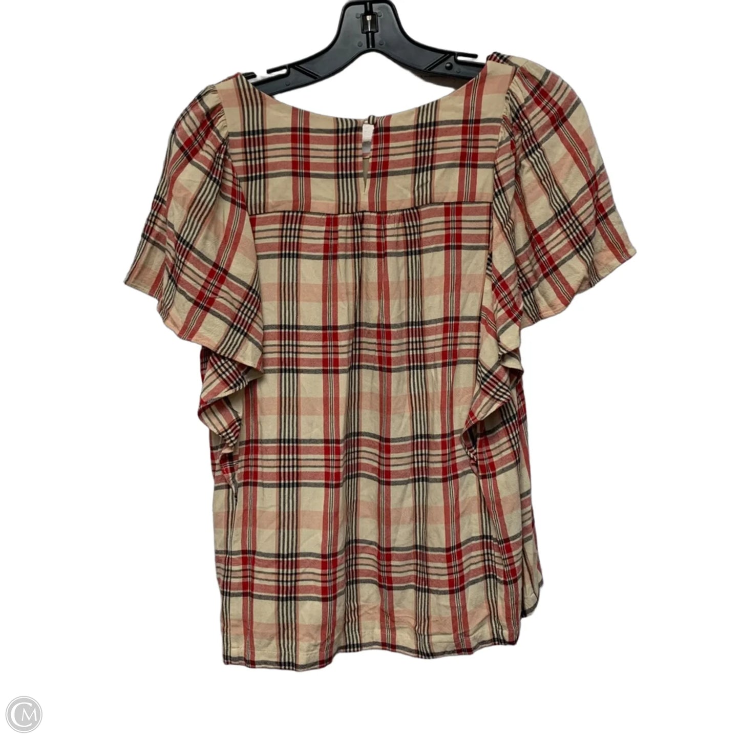 Top Short Sleeve By Maeve In Plaid Pattern, Size: M