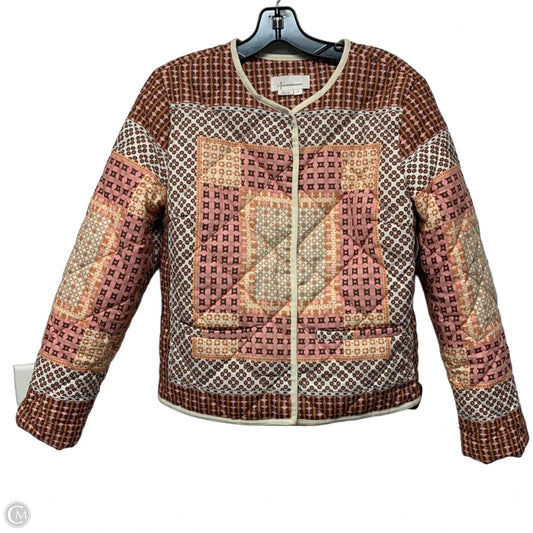 Jacket Puffer & Quilted By Anthropologie In Cream & Orange, Size: S