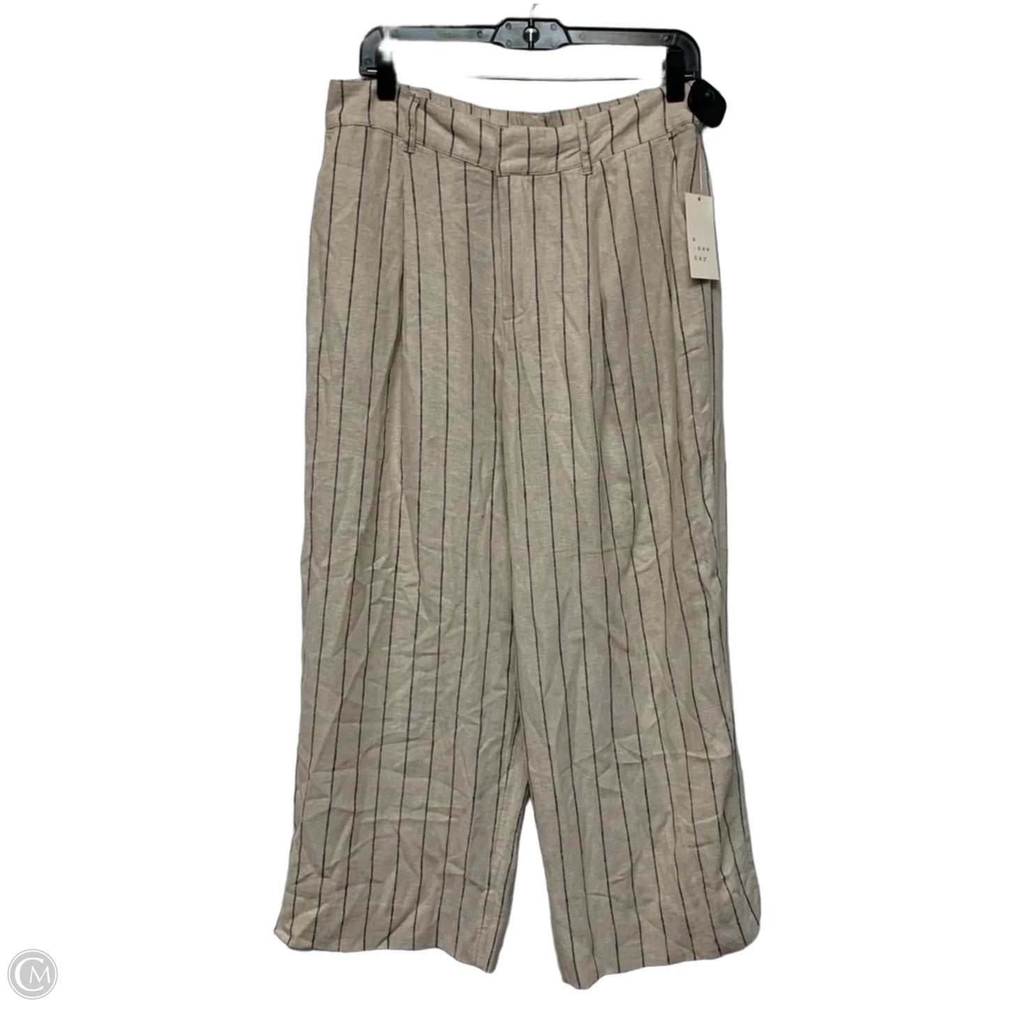 Pants Linen By A New Day In Blue & Cream, Size: 10