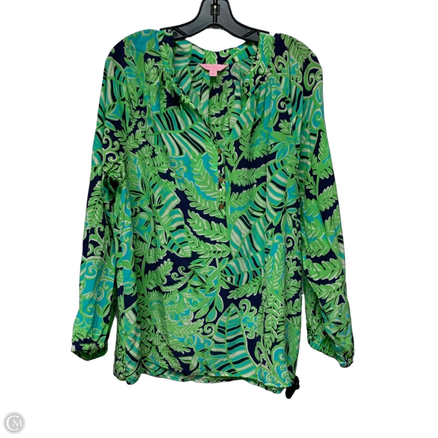 Top Long Sleeve Designer By Lilly Pulitzer In Blue & Green, Size: Xl