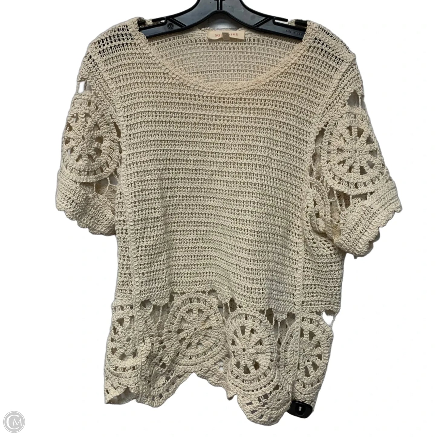 Top Short Sleeve By Solitaire In Cream, Size: L