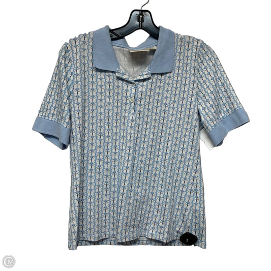 Top Short Sleeve By Maeve In Blue & White, Size: M