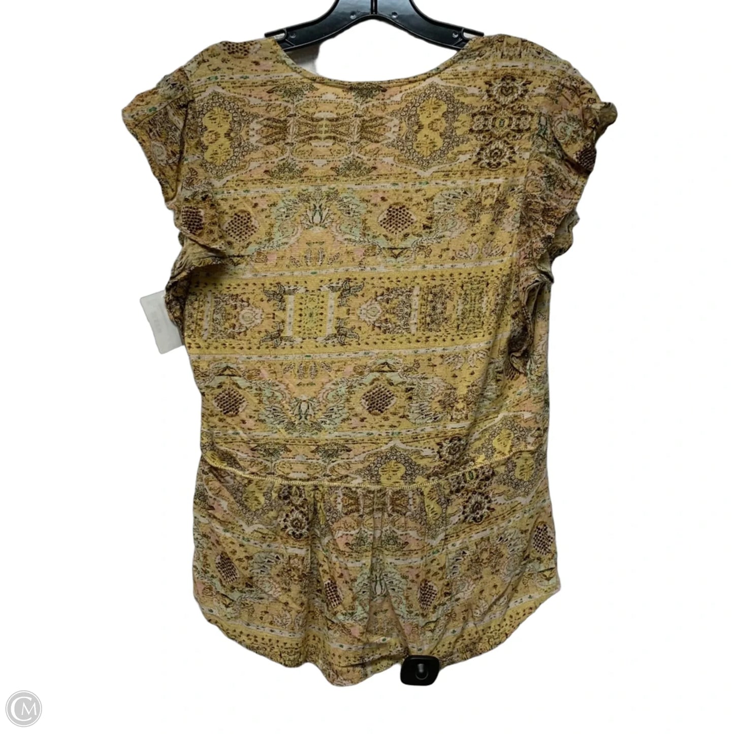 Top Short Sleeve By Lucky Brand In Yellow, Size: S