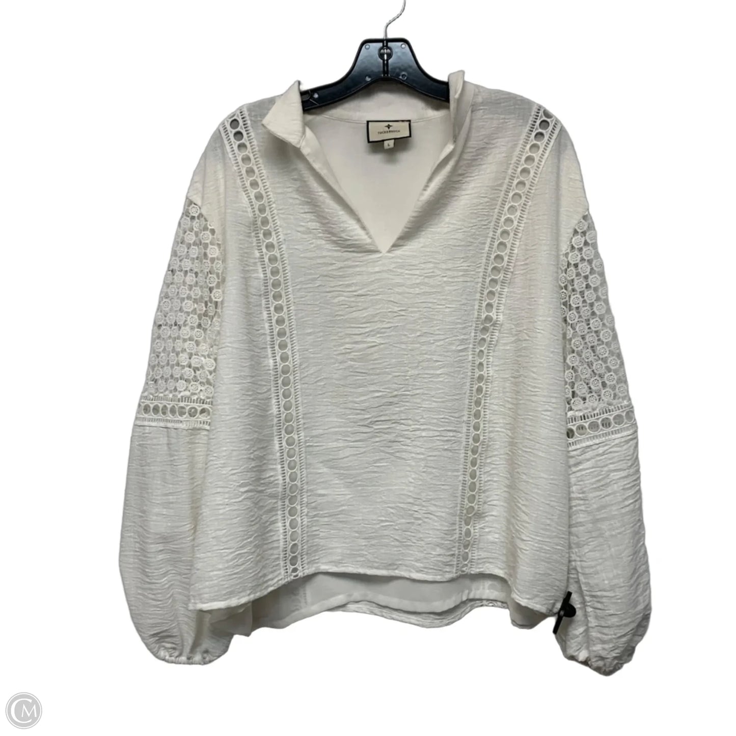 Top Long Sleeve Designer By Tuckernuck In Cream, Size: L