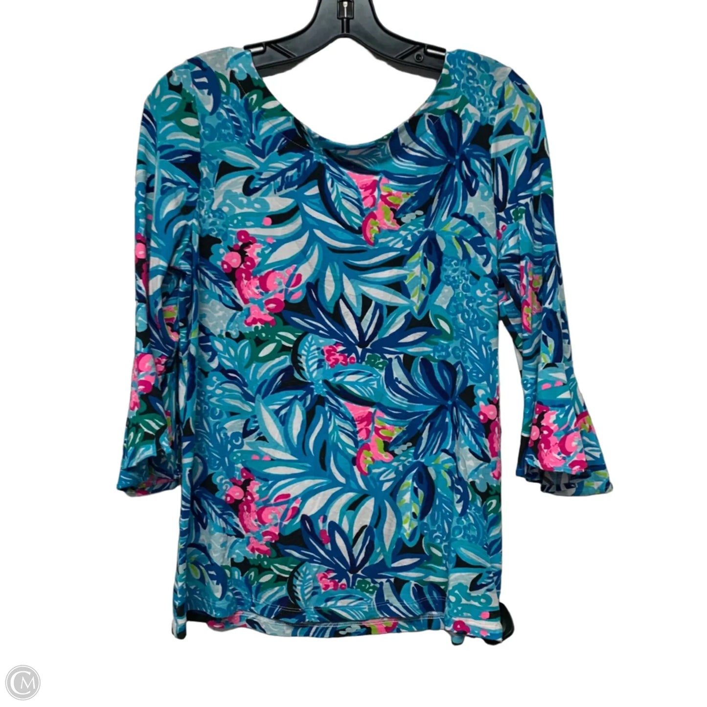 Top Long Sleeve Designer By Lilly Pulitzer In Blue & Pink, Size: M