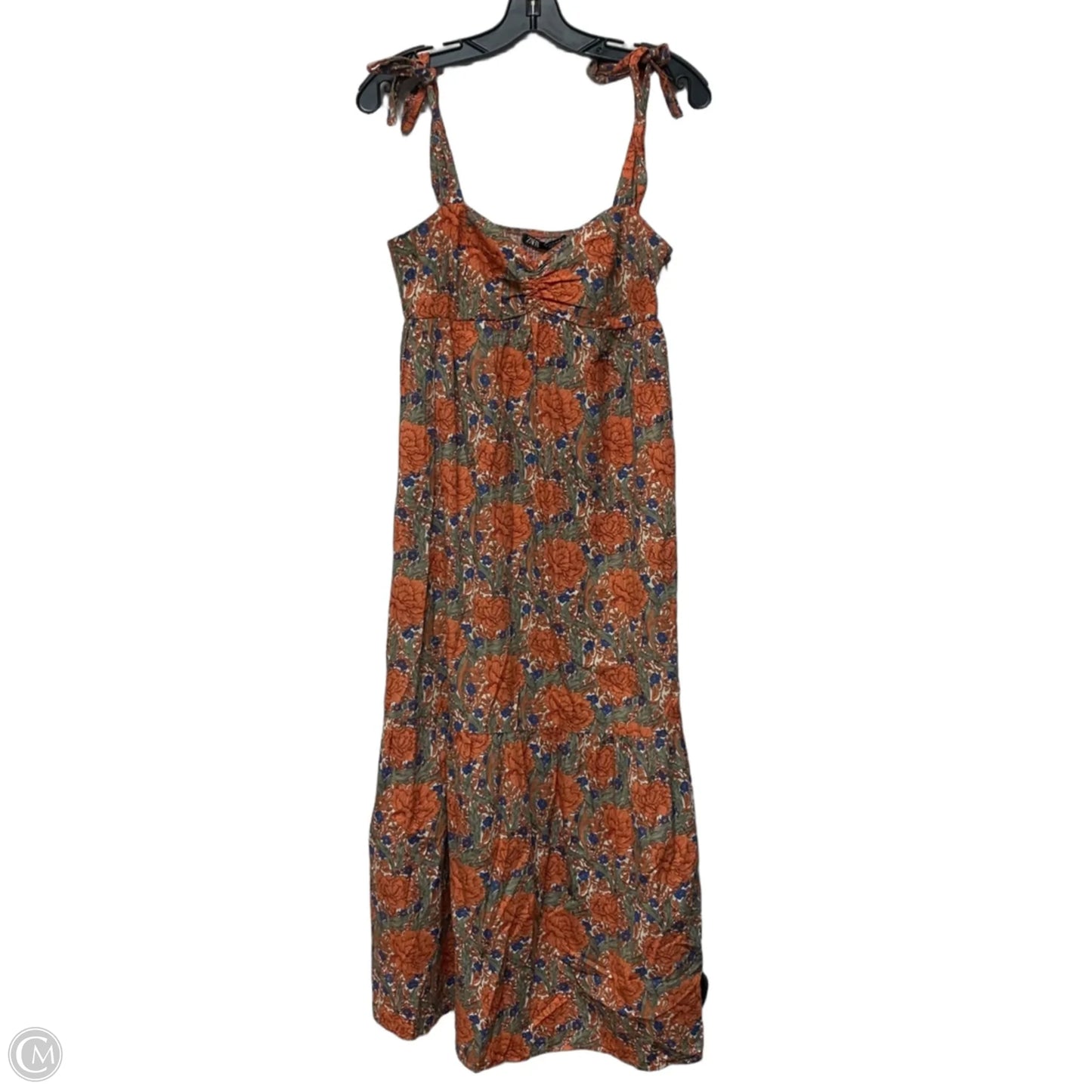 Dress Casual Midi By Zara In Blue & Orange, Size: Xs
