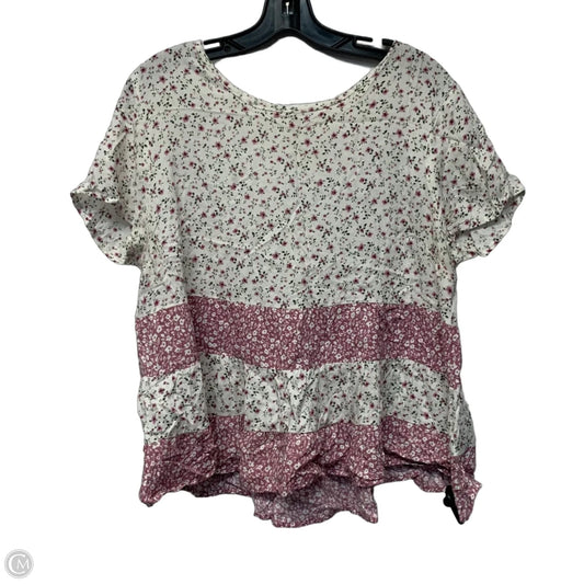 Top Short Sleeve By Planet Gold In Purple & White, Size: L