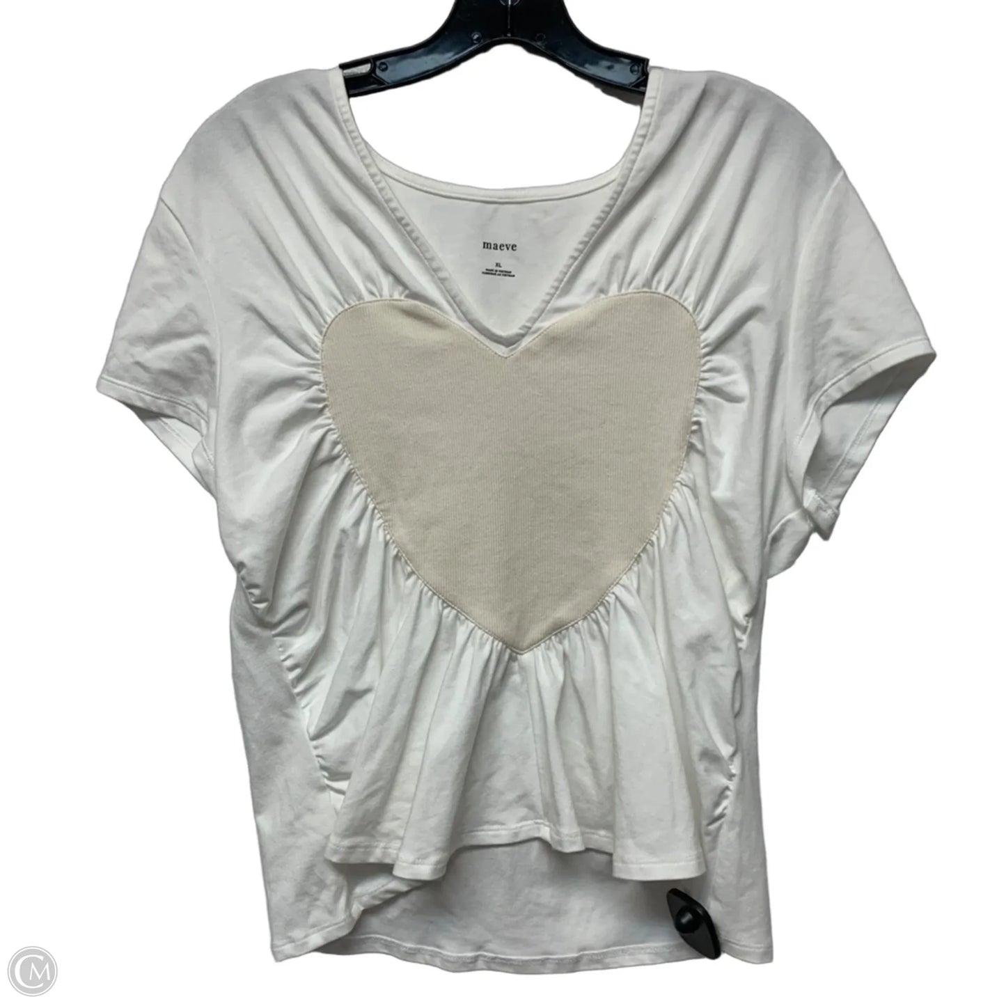Top Short Sleeve By Maeve In Cream & White, Size: Xl