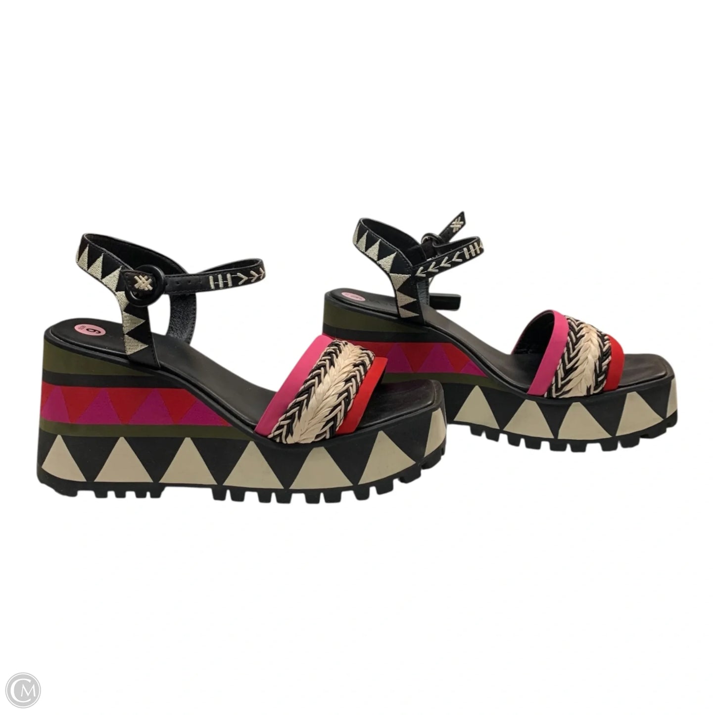 Sandals Designer By Farm Rio In Cream & Pink, Size: 9