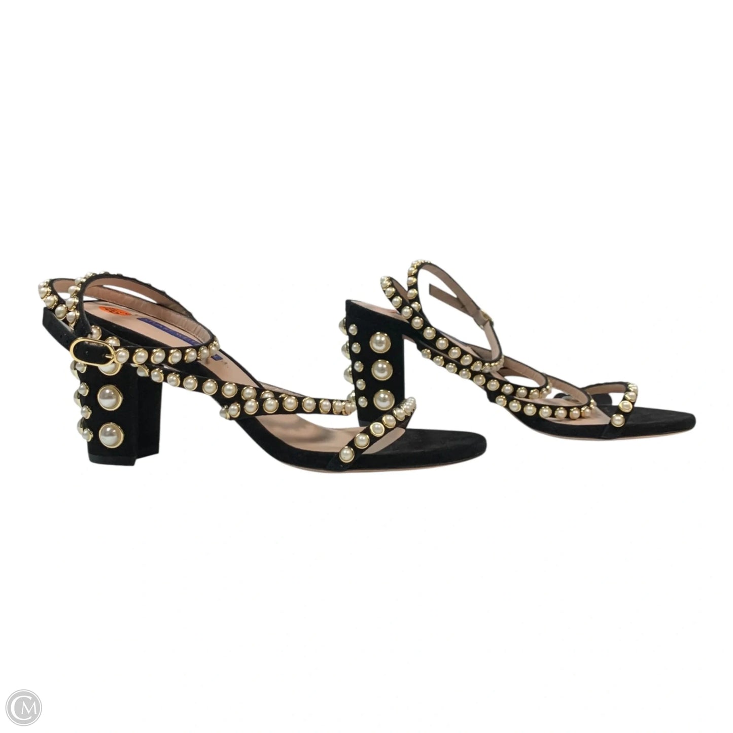 Sandals Designer By Stuart Weitzman In Black & Cream, Size: 8.5