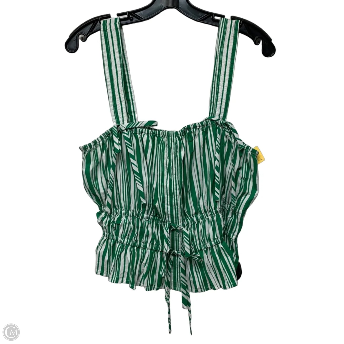 Top Sleeveless By Loft In Green & White, Size: L