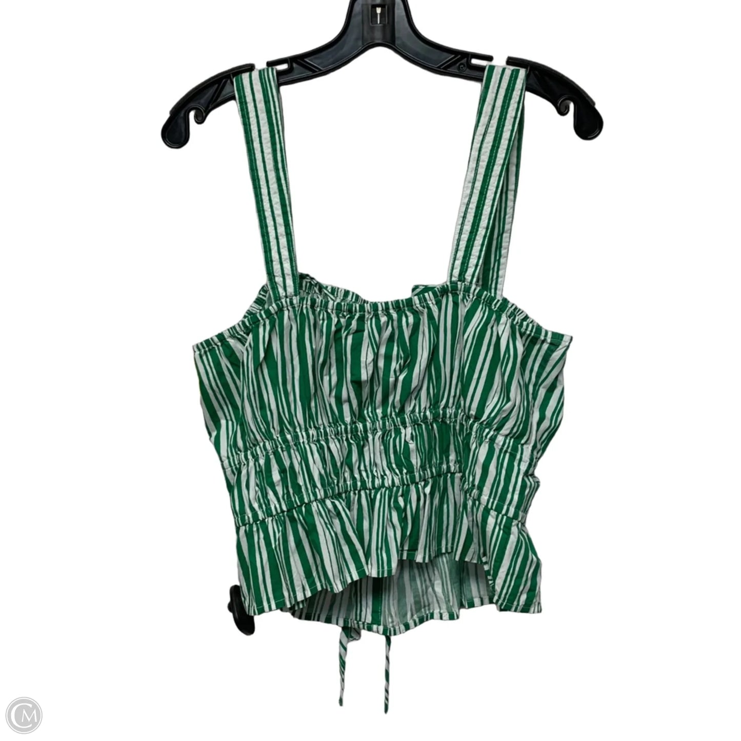 Top Sleeveless By Loft In Green & White, Size: L