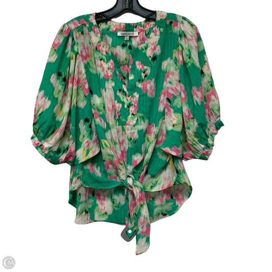 Top Short Sleeve By Rose And Olive In Green & Pink, Size: M