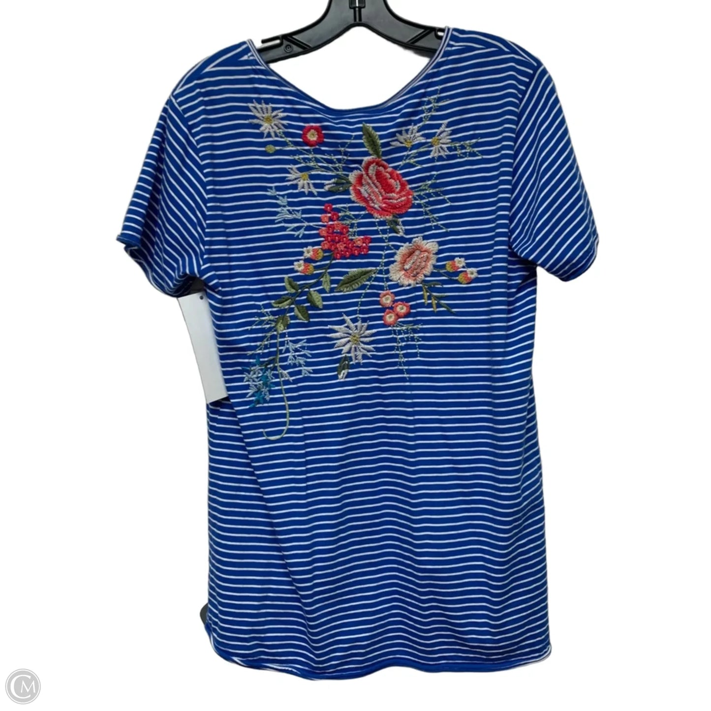 Top Short Sleeve Designer By Johnny Was In Blue, Size: M