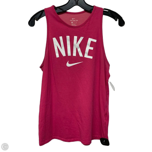 Athletic Tank Top By Nike In Pink & White, Size: S