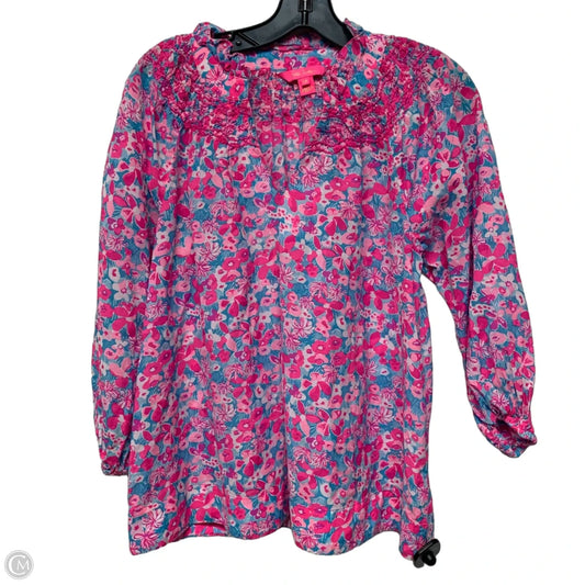 Top 3/4 Sleeve Designer By Lilly Pulitzer In Blue & Orange, Size: Xs
